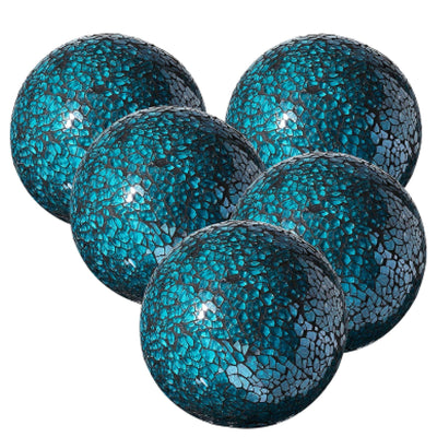 Decorative Balls | Set Of 5 | Glass Mosaic Sphere | Diameter 3" | Modern Decorative Orbs