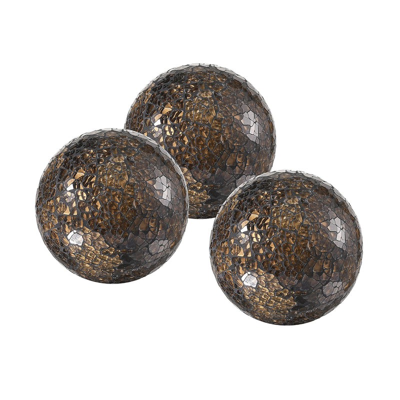 Decorative Orbs Set of 3 Glass Mosaic Sphere Balls Diameter 4.1" for Bowls, Vases