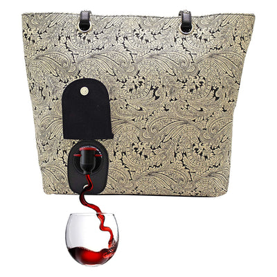 PortoVino City Wine Tote (Paisley) - Fashionable Wine Purse with Hidden, Insulated