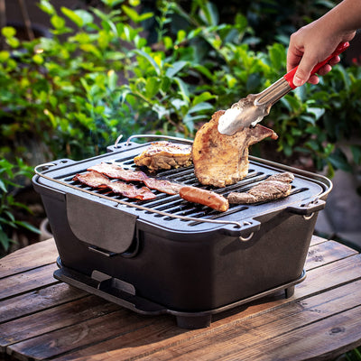 Pre-Seasoned Hibachi-Style Portable Cast Iron Charcoal Bbq