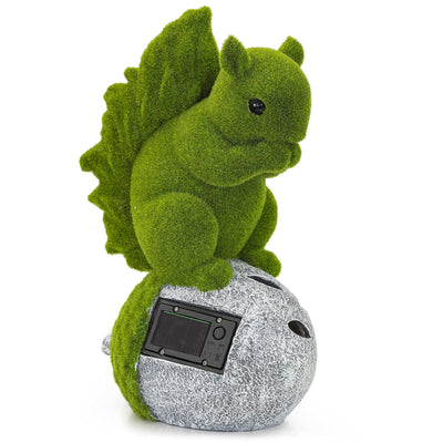 VP Home Flocked Squirrel with Glowing Acorn Solar Powered LED Outdoor Decor Garden