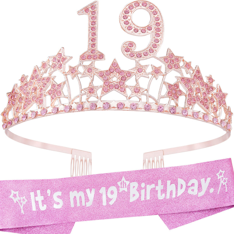 19th Birthday Gifts for Girls, 19th Birthday Tiara and Sash, 19th Birthday Decorations