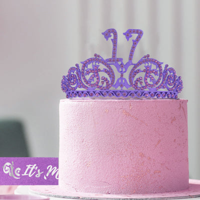 17th Birthday Sash And Tiara For Girls - Fabulous Set: Glitter Sash