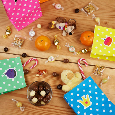 Party Favor Bags: 20 Candy Bags For Birthday Party With Stickers  Small Gift