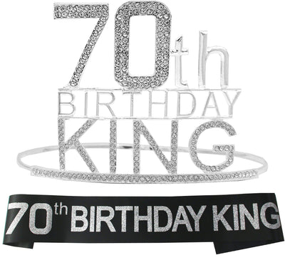 70th Birthday King Crown, 70th Birthday Gifts for Men, 70th Birthday King Sash, 70th