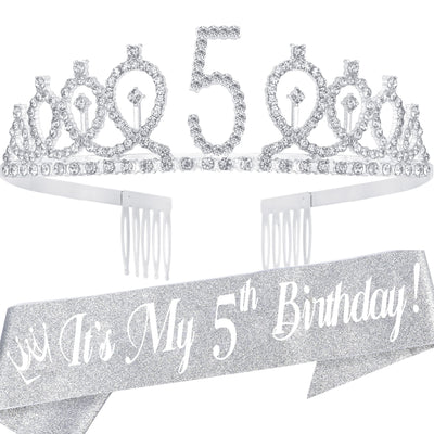 5th Birthday Gifts for Girls, 5th Birthday Tiara and Sash, 5th Birthday Decorations