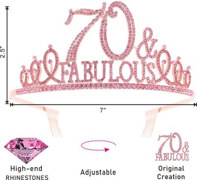 70th Birthday Gifts for Women,70th Birthday Tiara and Sash Pink,70th Birthday Decorations