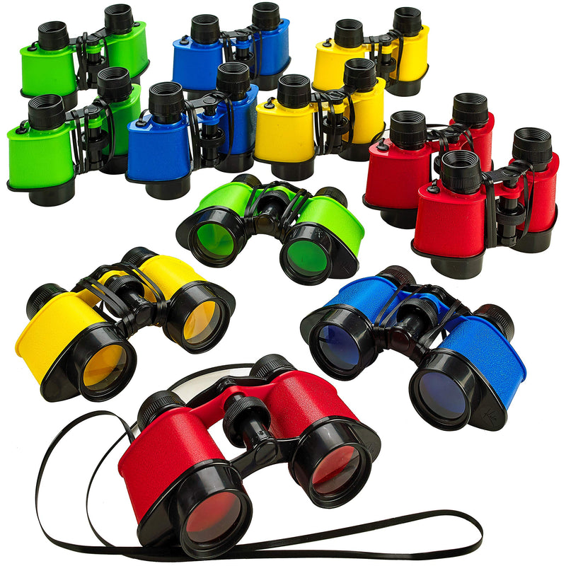 Kicko 12 Toy Binoculars With Neck String 3.5 X 5 Inches - Novelty Binoculars