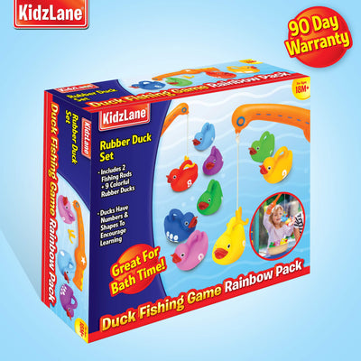 Kidzlane Toddler Bath Toys | Water Toy Set of 2 Fishing Poles and 8 Rubber Ducks | Toddler