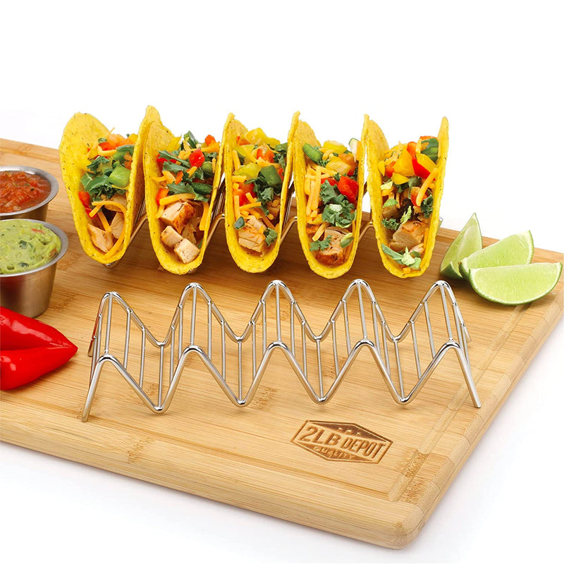 Taco Holders Set of 2 Premium Stainless Steel Stackable Stands, Each Rack Holds 4 or 5