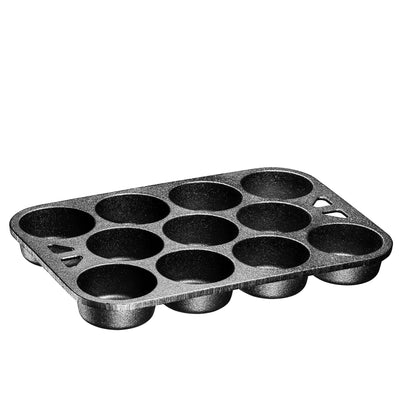 Pre-Seasoned Cast Iron Cake Pan for Baking Biscuits - 8-Cup Biscuit Pan With Helper