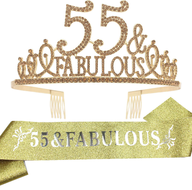 55th Birthday,55 Birthday Decorations55th Birthday Women Sash,55 Birthday Crown Women