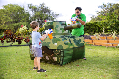 Dazmers Inflatable Army Tank - Inflatable Military Battle Tank for Nerf Party War