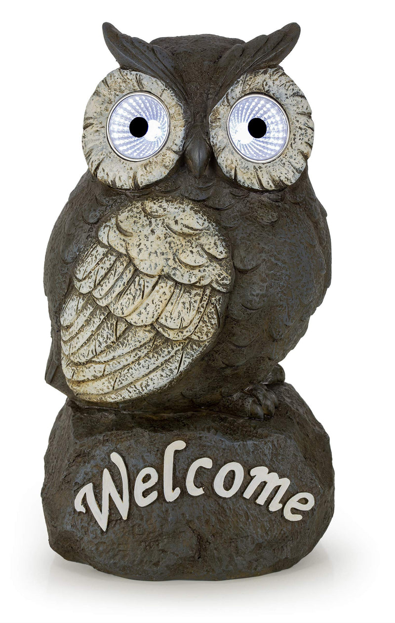 Welcome Owl Solar Powered Outdoor Decor LED Garden