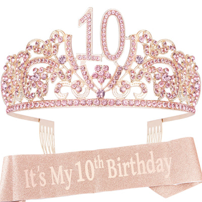 10th Birthday,10th Birthday Decorations for Girls,10th Birthday Tiara and Sash,10th