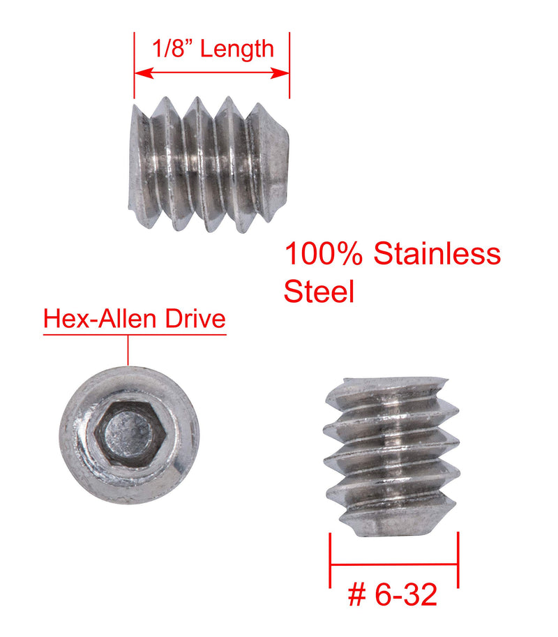 1420 X 2 Stainless Set Screw With Hex Allen Head Drive And Oval Point 25 Pc 188