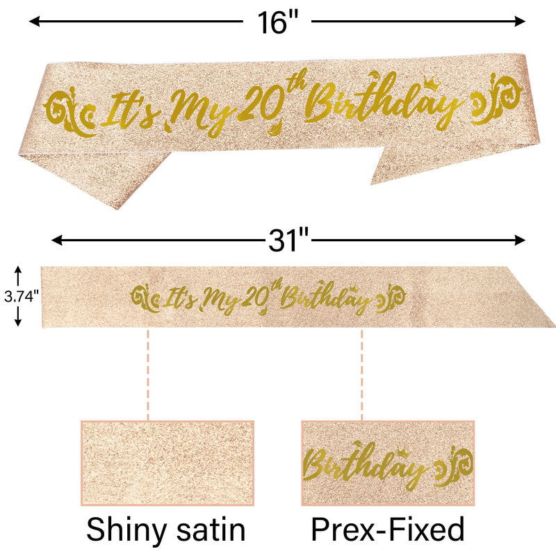 20th Birthday, 20th Birthday Gifts for Girls, 20th Birthday Tiara and Sash, 20th Birthday