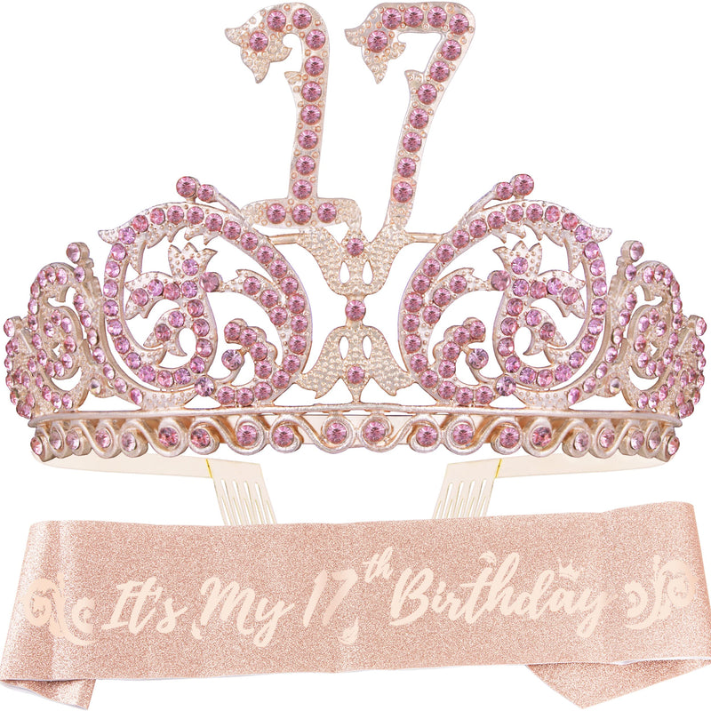 17th Birthday Sash And Tiara For Girls - Fabulous Set: Glitter Sash