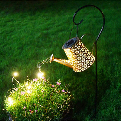 Outdoor Solar Lantern - Solar Watering Can With Cascading Lights