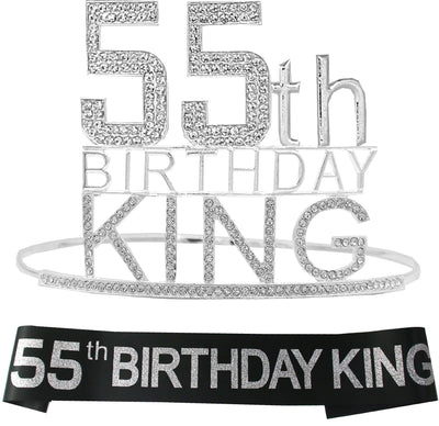 55th Birthday King Crown,55th Birthday Gifts for Men, 55th Birthday King Sash, 55th