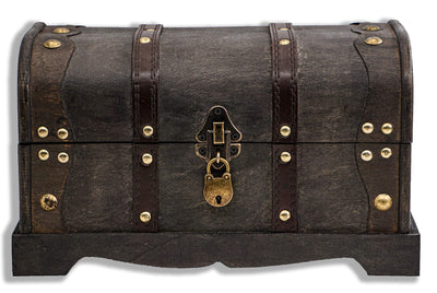 Treasure Chest Large with Lock 15.3''x8.7''x11'' Colonial Style Brown Pirate Chest