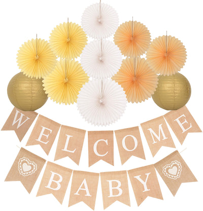 Welcome Baby Party Decoration | Rustic Welcome Baby Burlap Banner | Baby Shower