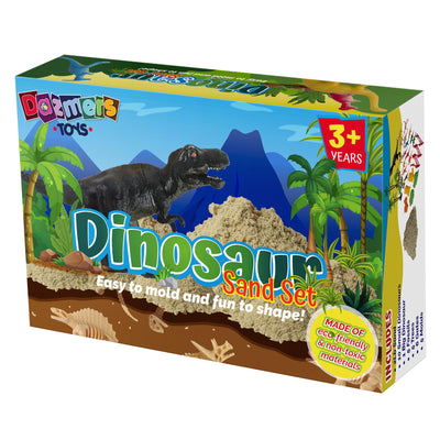 Dinosaur Play Sand Kit - 2 Bags of Sand and 34 Pieces - Feels Like Wet Sand Without The