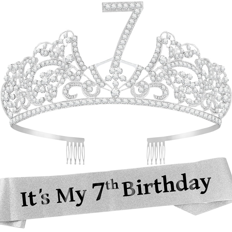 7th Birthday Gifts for Girl, 7th Birthday Tiara and Sash, 7th Birthday Decorations