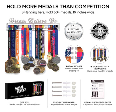 Race Medal Display Running Medal Hanger Display Marathon Medal Display Case Holds Max 50