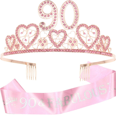 90th Birthday,90 Birthday Crown,90th Birthday Sash and Tiara,Birthday 90,90th Birthday