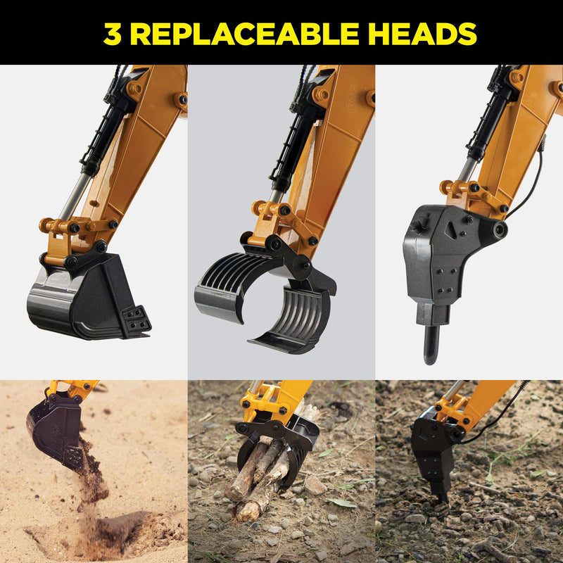 23 Channel Hobby Remote Control Excavator, V4, Construction Vehicle RC Tractor, Full Metal Excavator Toy