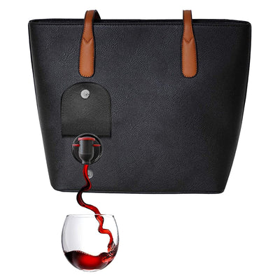 Wine Purse (Black) - Fashionable Purse With Hidden, Insulated Compartment, Holds 2