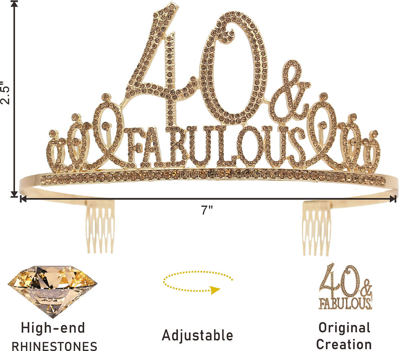 40th Birthday Gifts For Women, 40th Birthday Crown And Sash For Women, 40th