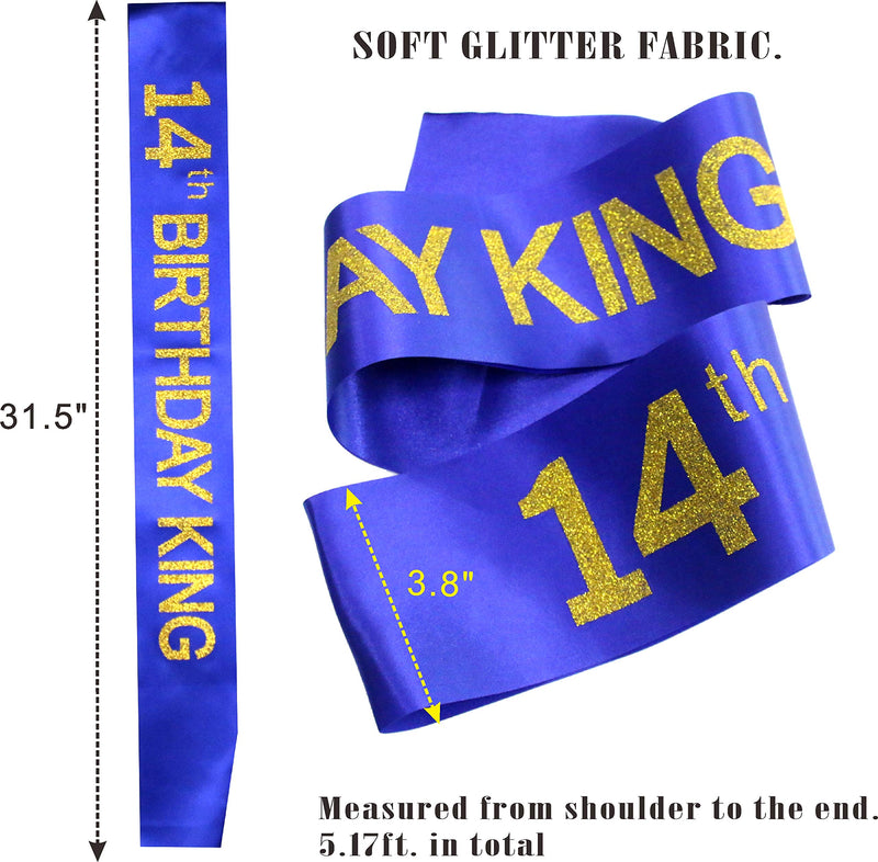 14th Birthday King Crown and Sash for Boy,14th Birthday for Him,14th Birthday Boy Gifts