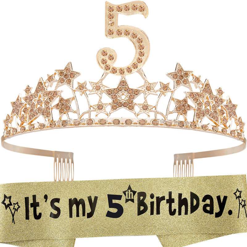 5th Birthday Gifts for Girls, 5th Birthday Tiara and Sash, 5th Birthday Decorations