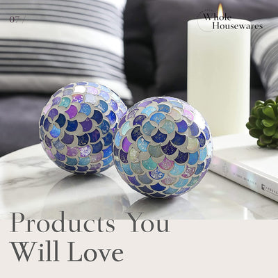 Decorative Balls | Set Of 5 | Glass Mosaic Sphere | Diameter 3" | Modern Decorative Orbs