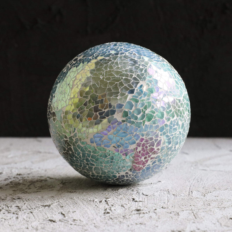 WHOLE HOUSEWARES | Decorative Balls | Set of 3 Glass Mosaic Orbs for Bowls | 4" Diameter