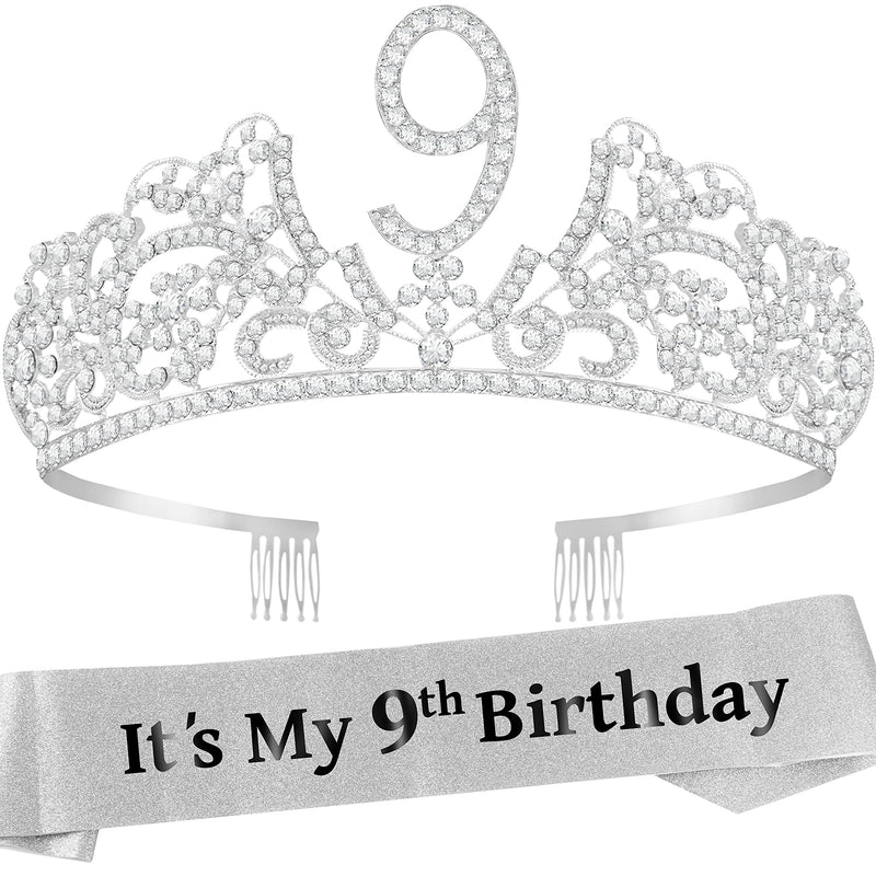 9th Birthday Gifts for Girl, 9th Birthday Tiara and Sash, 9th Birthday Decorations