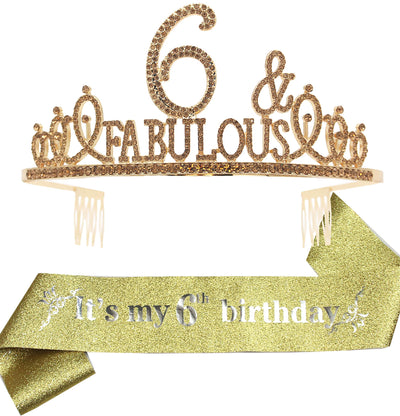 6th Birthday Gifts for Girls, 6th Birthday Tiara and Sash, 6th Birthday Decorations