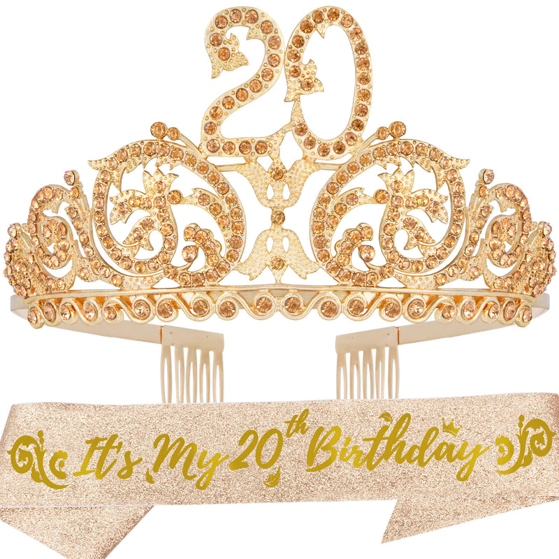 20th Birthday, 20th Birthday Gifts for Girls, 20th Birthday Tiara and Sash, 20th Birthday