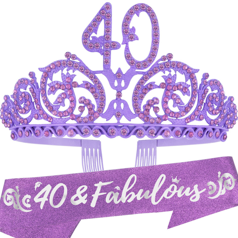 40th Birthday Gifts For Women, 40th Birthday Crown And Sash For Women, 40th