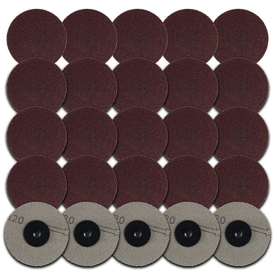 Katzco Sanding Disc Assortment - 25 Pack - Grit Roll Lock Sanding and Grinding Discs -