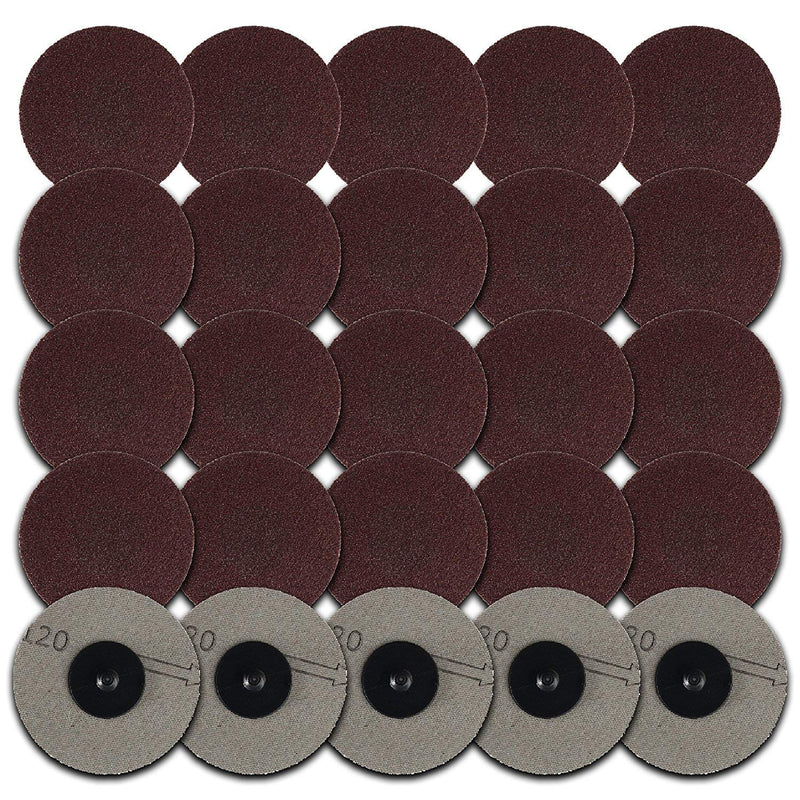 Katzco Sanding Disc Assortment - 25 Pack - Grit Roll Lock Sanding and Grinding Discs -