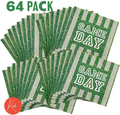 Kicko Game Day Paper Napkins - 64 Pack - 6.25 x 6.25 Inch - Disposable Kitchen Tissue