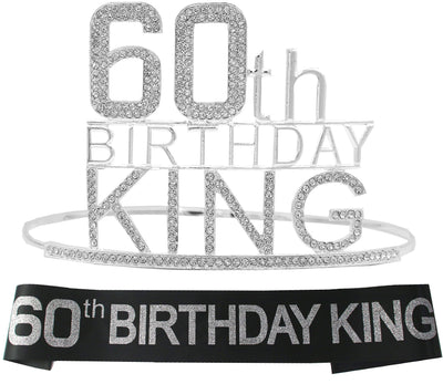 60th Birthday King Crown, 60th Birthday Gifts for Men, 60th Birthday King Sash, 60th