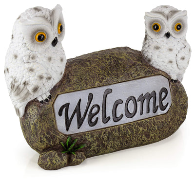 Welcome Owls Solar Powered Outdoor Decor Led Garden Light