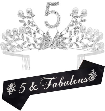 5th Birthday Gifts for Girls, 5th Birthday Tiara and Sash, Its My 5th Birthday Sash