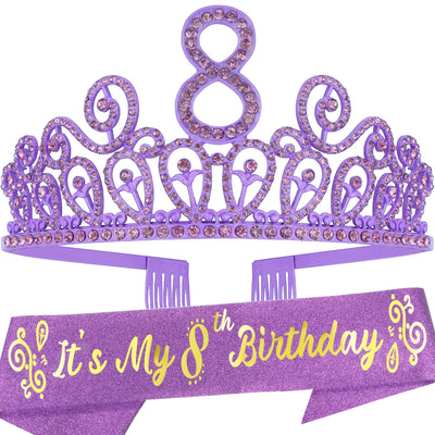 8th Birthday, 8th Birthday Girl, 8th Birthday Tiara, 8th Birthday Tiara and Sash, 8th