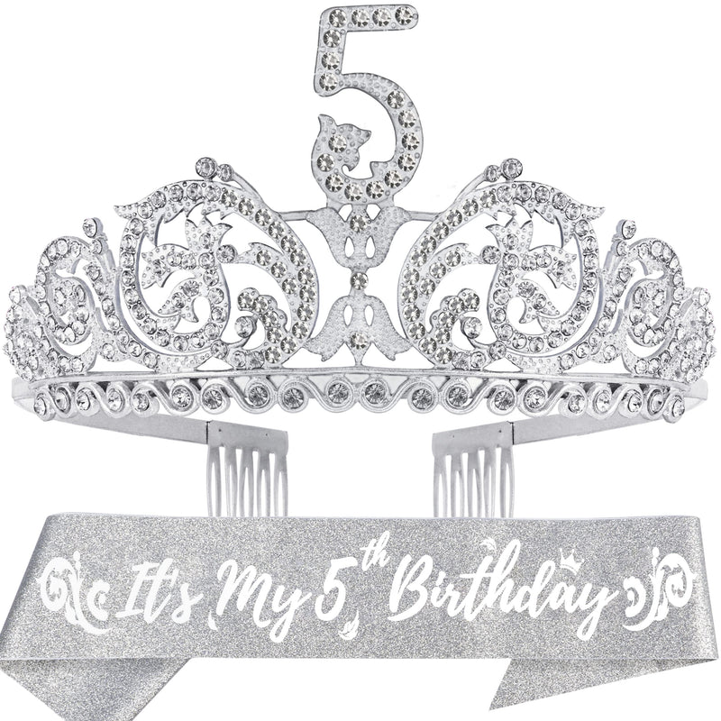 5th Birthday Gifts for Girls, 5th Birthday Tiara and Sash, 5th Birthday Decorations