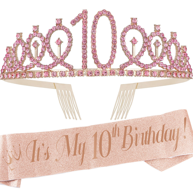 10th Birthday Gifts for Girl, 10th Birthday Tiara and Sash, 10th Birthday Decorations